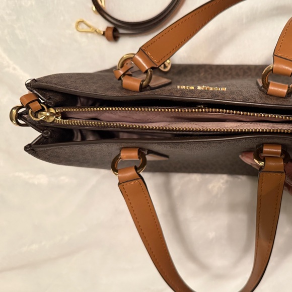 Michael Kors Dark Brown Satchel with Tan Accents - Picture 5 of 14